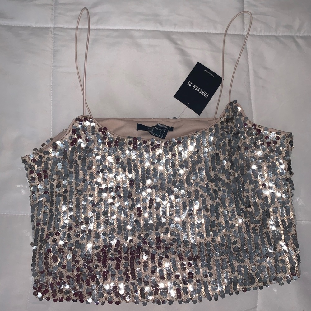 Pink Sequin Crop Top